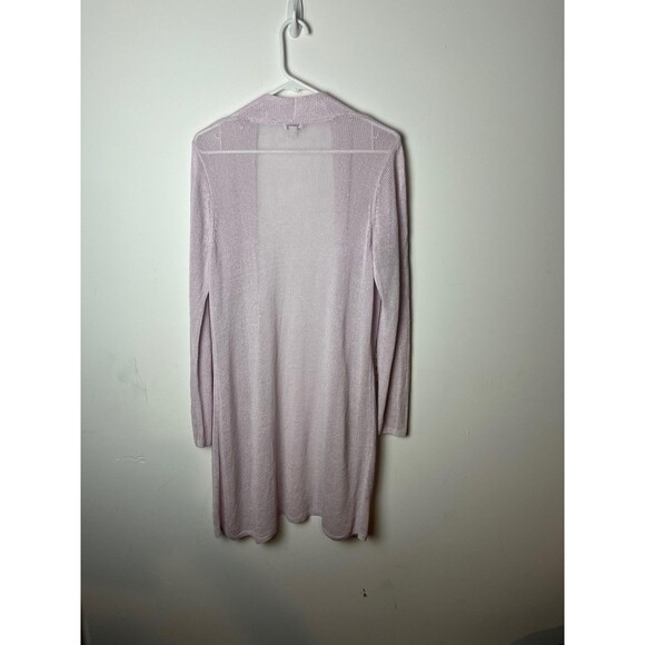 J.Jill Cardigan Sweater Womens Medium Lavender Open Front Linen Blend Pockets - Picture 5 of 7